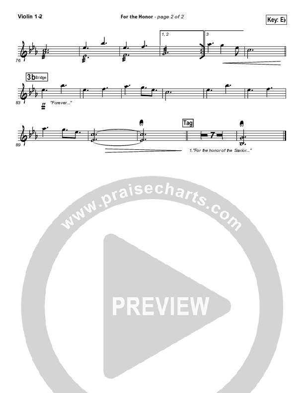 For The Honor Violin 1/2 (Elevation Worship)