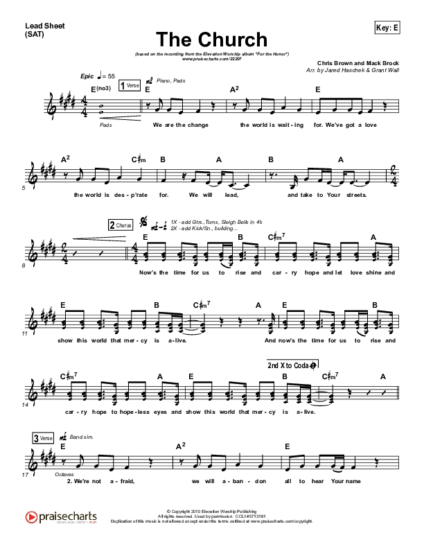 The Church Lead Sheet (SAT) (Elevation Worship)