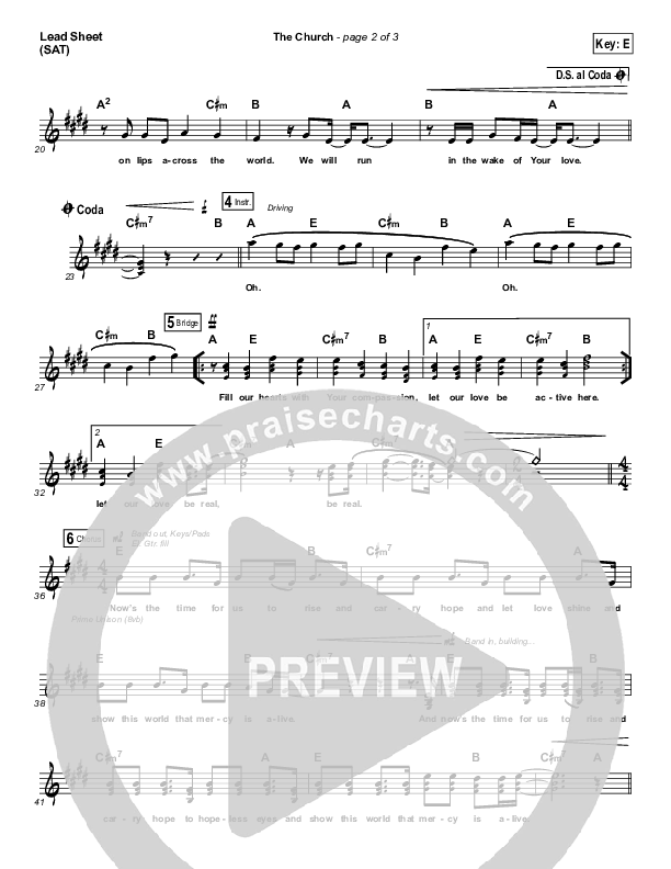 The Church Lead Sheet (SAT) (Elevation Worship)