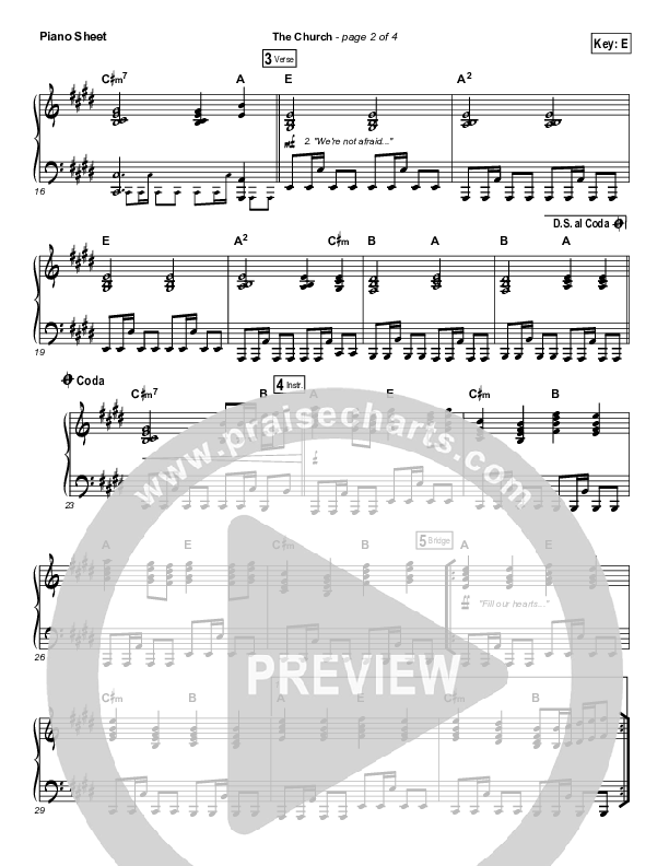 The Church Piano Sheet (Elevation Worship)