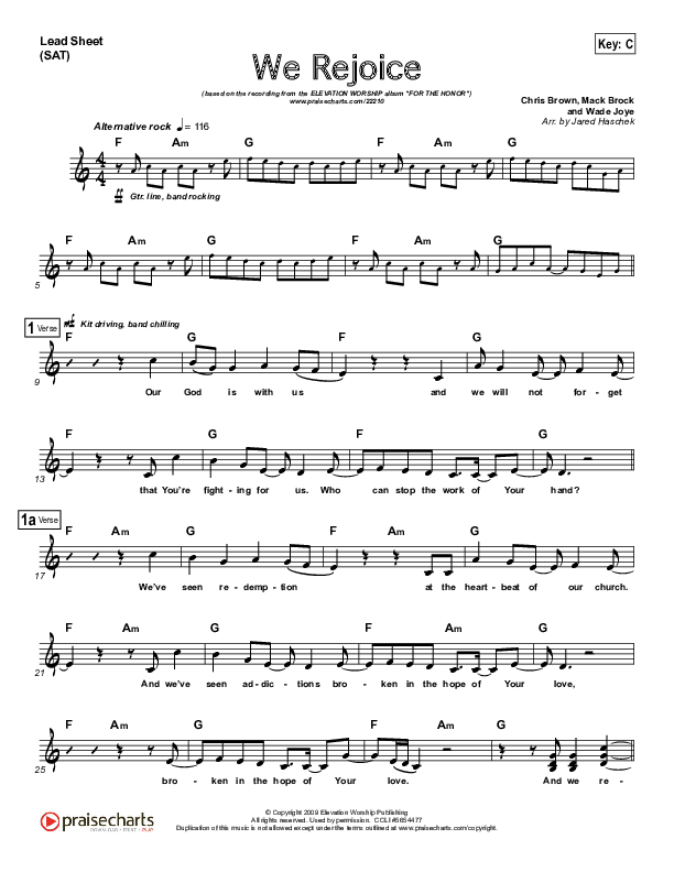 We Rejoice Lead Sheet (Elevation Worship)