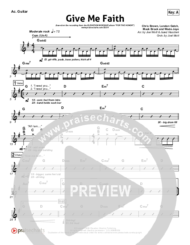 Give Me Faith Acoustic Guitar (Elevation Worship)