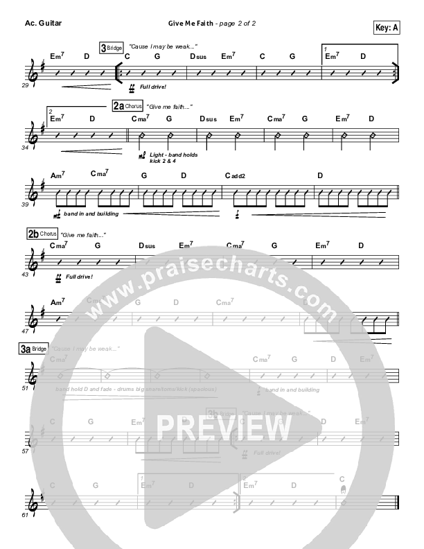 Give Me Faith Acoustic Guitar (Elevation Worship)