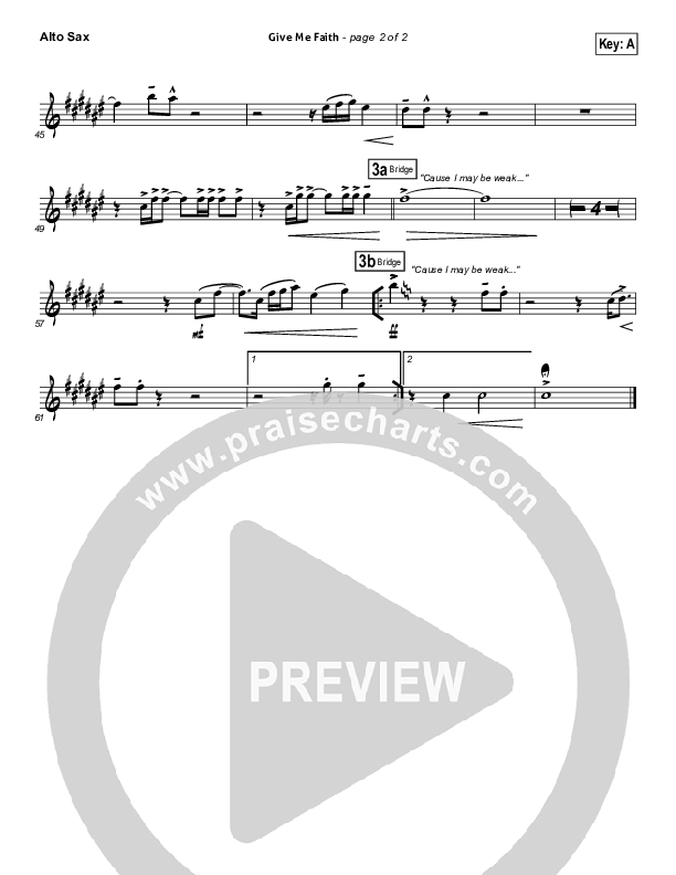 Give Me Faith Alto Sax (Elevation Worship)