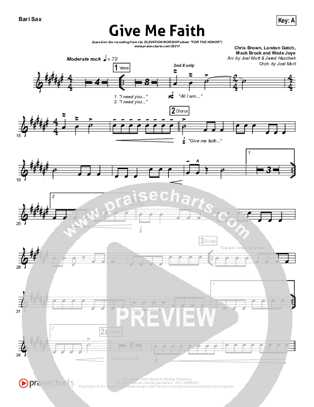 Give Me Faith Bari Sax (Elevation Worship)