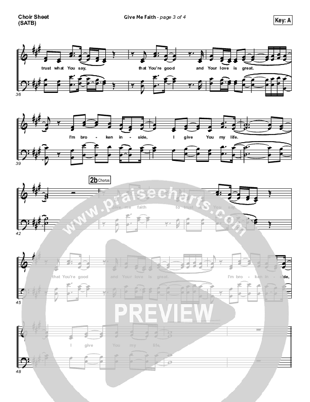 Give Me Faith Choir Sheet (SATB) (Elevation Worship)