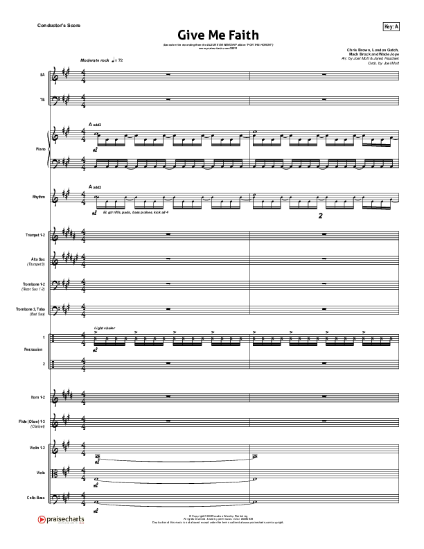 Give Me Faith Conductor's Score (Elevation Worship)