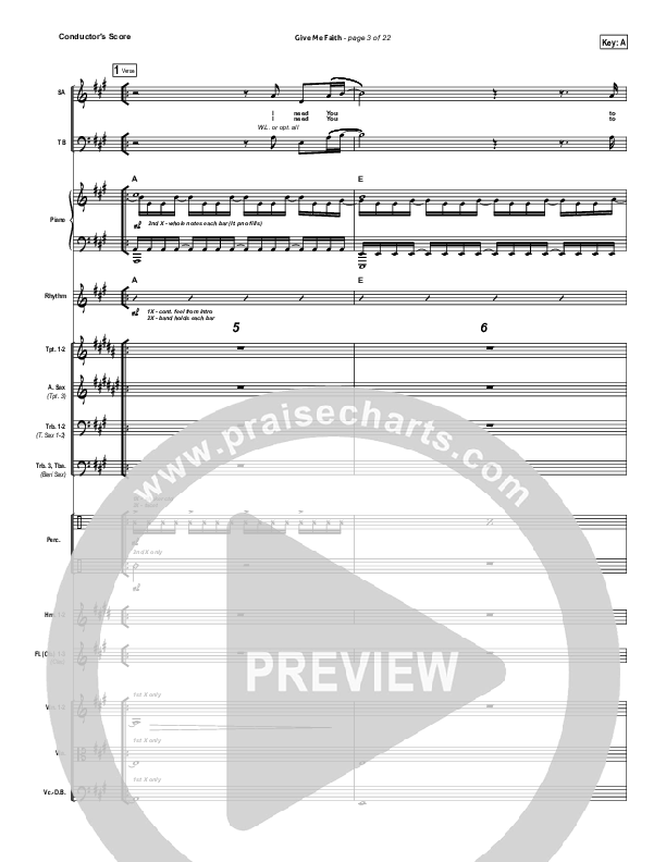 Give Me Faith Conductor's Score (Elevation Worship)
