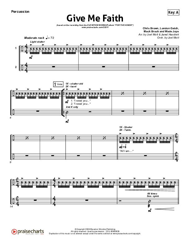 Give Me Faith Percussion (Elevation Worship)