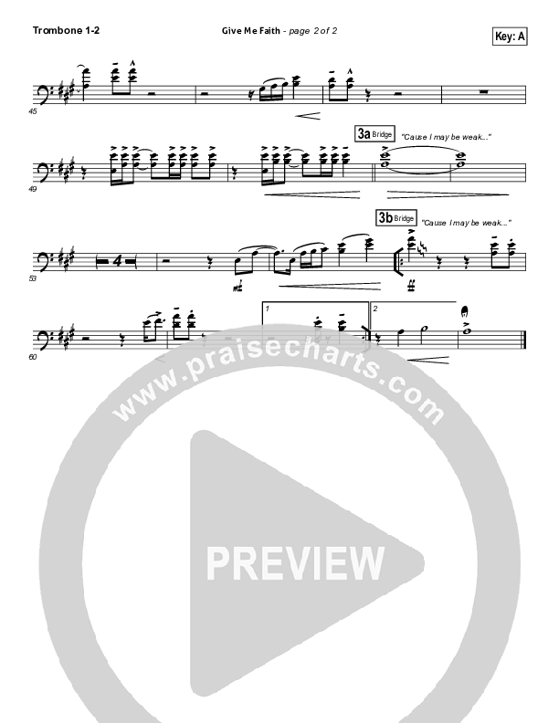 Give Me Faith Trombone 1/2 (Elevation Worship)