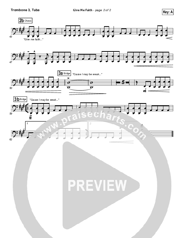Give Me Faith Trombone 3/Tuba (Elevation Worship)