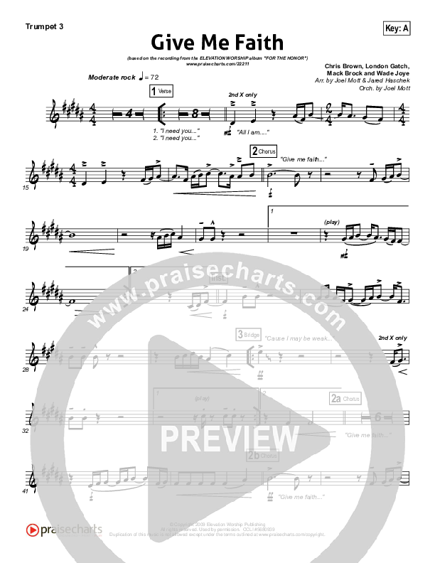Give Me Faith Trumpet 3 (Elevation Worship)