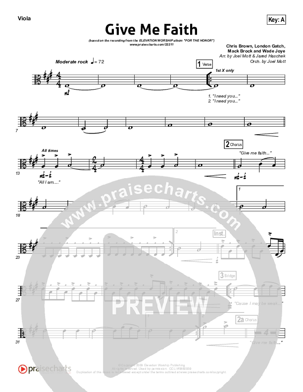 Give Me Faith Viola (Elevation Worship)