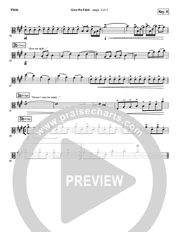 Give Me Faith Viola (Elevation Worship)