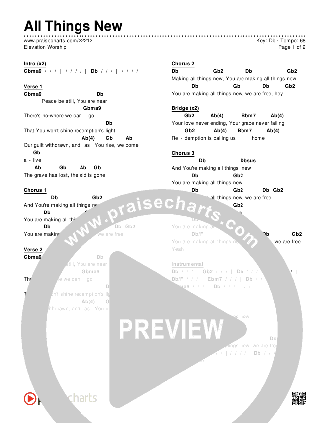 All Things New Chords & Lyrics (Elevation Worship)