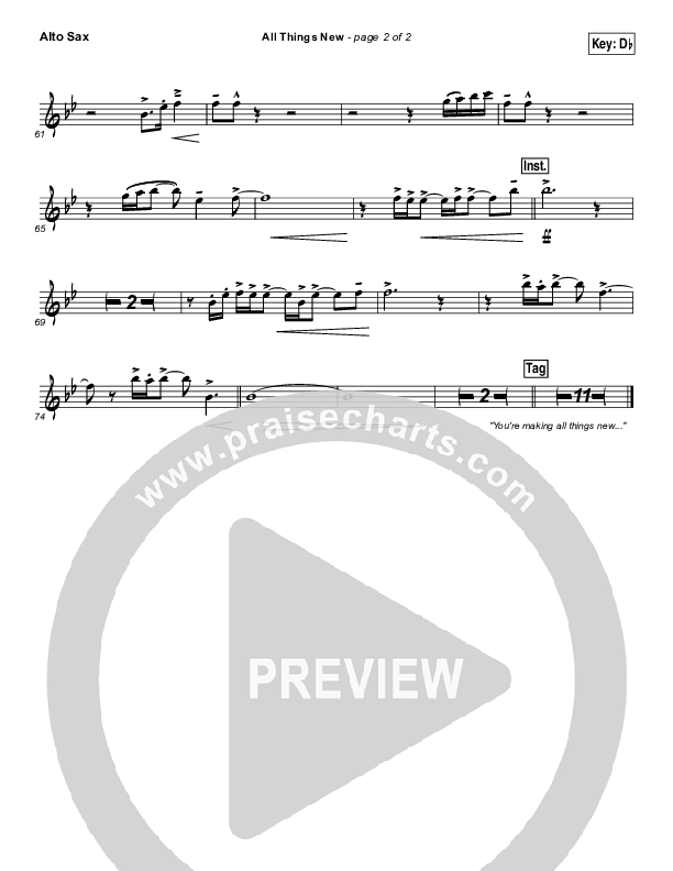 All Things New Alto Sax (Elevation Worship)