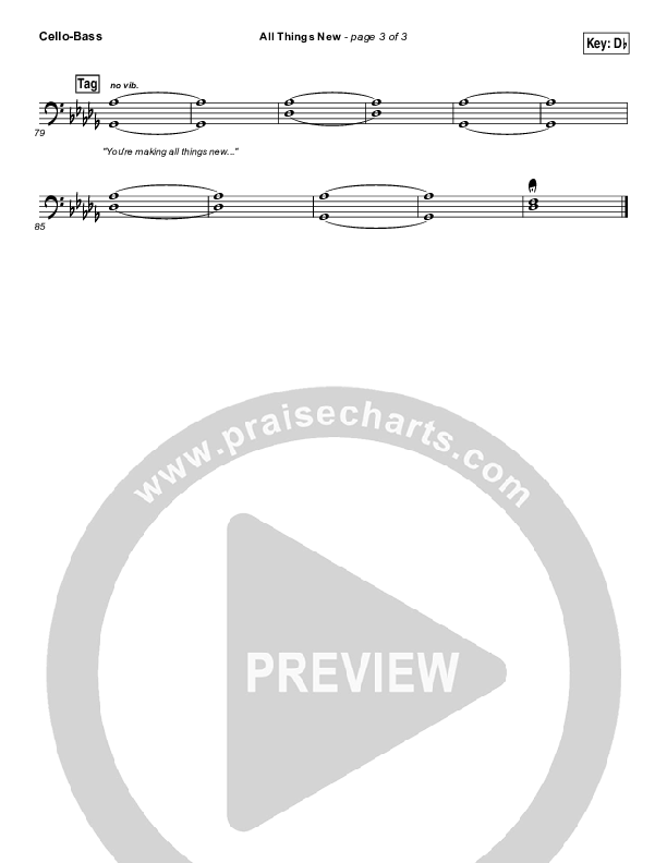 All Things New Cello/Bass (Elevation Worship)