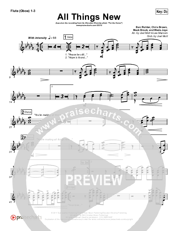 All Things New Flute/Oboe 1/2/3 (Elevation Worship)