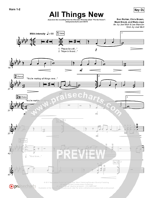 All Things New French Horn 1/2 (Elevation Worship)