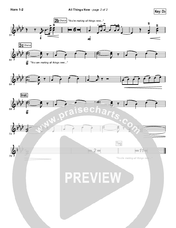 All Things New French Horn 1/2 (Elevation Worship)