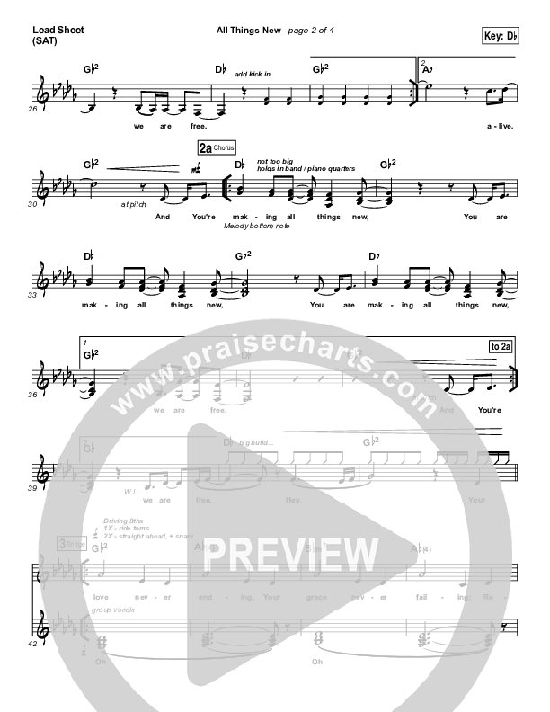 All Things New Lead Sheet (SAT) (Elevation Worship)