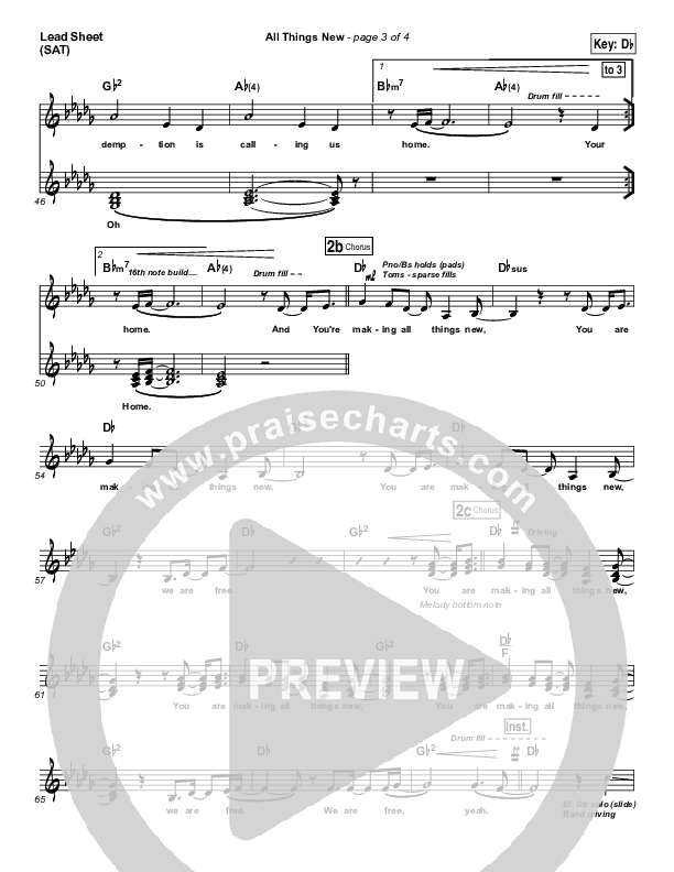 All Things New Lead Sheet (SAT) (Elevation Worship)
