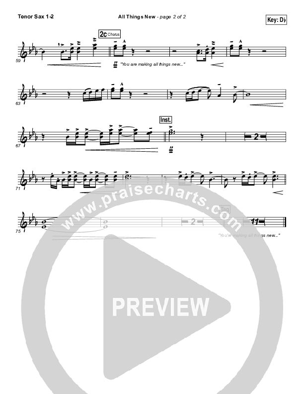 All Things New Tenor Sax 1/2 (Elevation Worship)