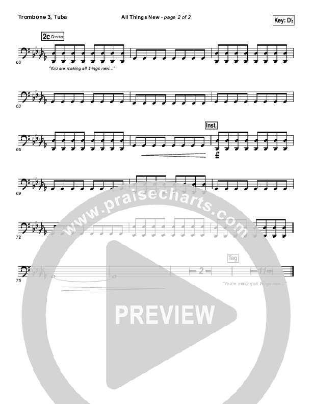 All Things New Trombone 3/Tuba (Elevation Worship)