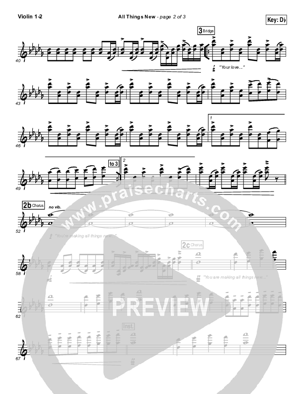 All Things New Violin 1/2 (Elevation Worship)