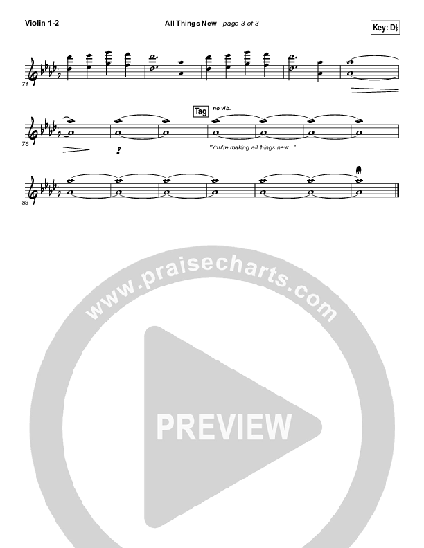 All Things New Violin 1/2 (Elevation Worship)