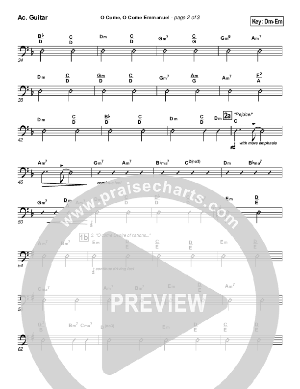 O Come O Come Emmanuel Acoustic Guitar (PraiseCharts Band / Arr. John Wasson)