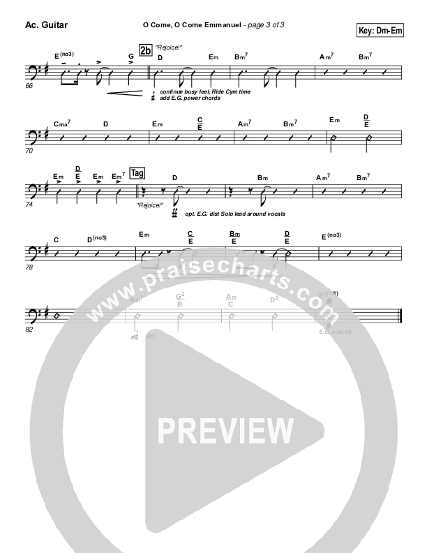 O Come O Come Emmanuel Acoustic Guitar (PraiseCharts Band / Arr. John Wasson)