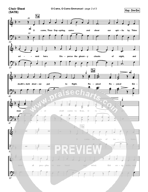 O Come O Come Emmanuel Choir Sheet (SATB) (PraiseCharts Band / Arr. John Wasson)