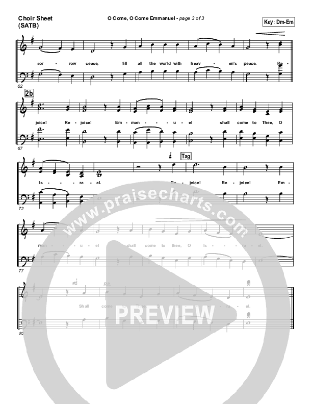 O Come O Come Emmanuel Choir Sheet (SATB) (PraiseCharts Band / Arr. John Wasson)