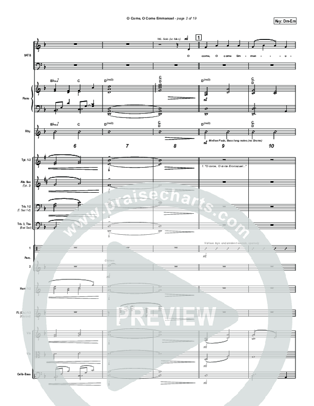 O Come O Come Emmanuel Conductor's Score (PraiseCharts Band / Arr. John Wasson)