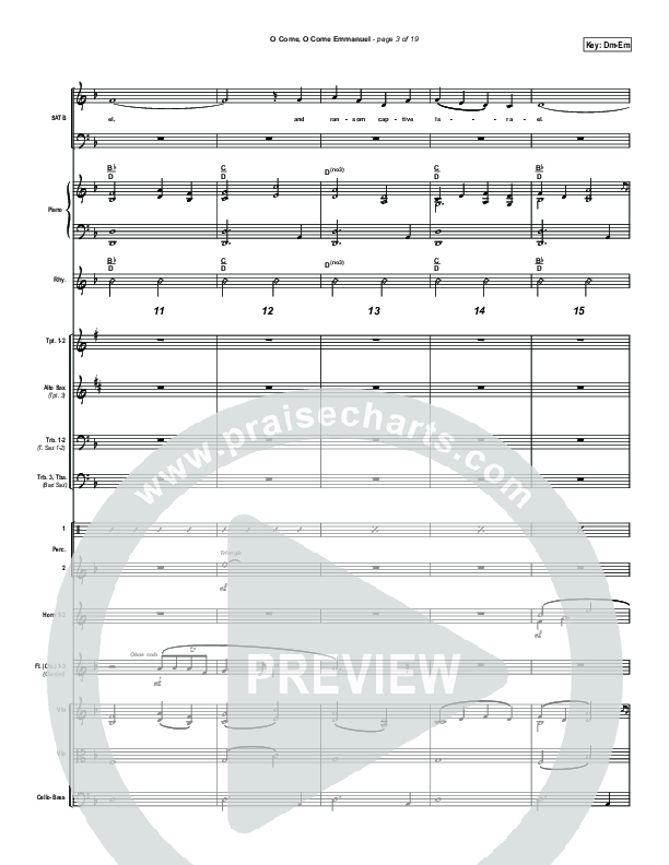 O Come O Come Emmanuel Conductor's Score (PraiseCharts Band / Arr. John Wasson)