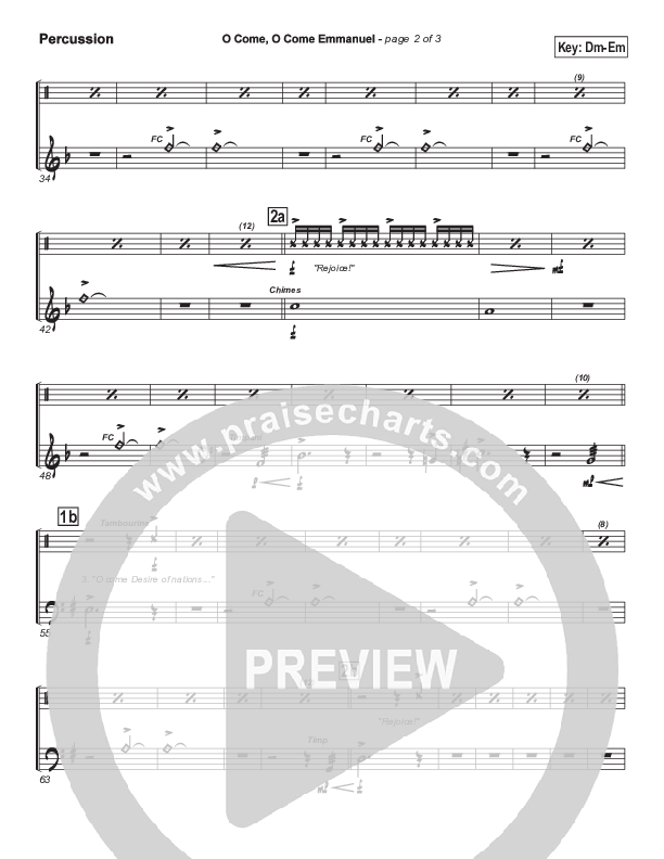 O Come O Come Emmanuel Percussion (PraiseCharts Band / Arr. John Wasson)