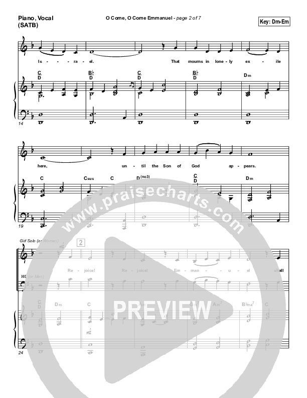 O Come O Come Emmanuel Piano/Vocal Pack (PraiseCharts Band / Arr. John Wasson)