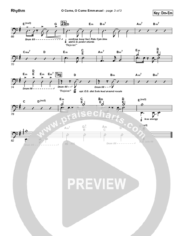 O Come O Come Emmanuel Rhythm Chart (PraiseCharts Band / Arr. John Wasson)