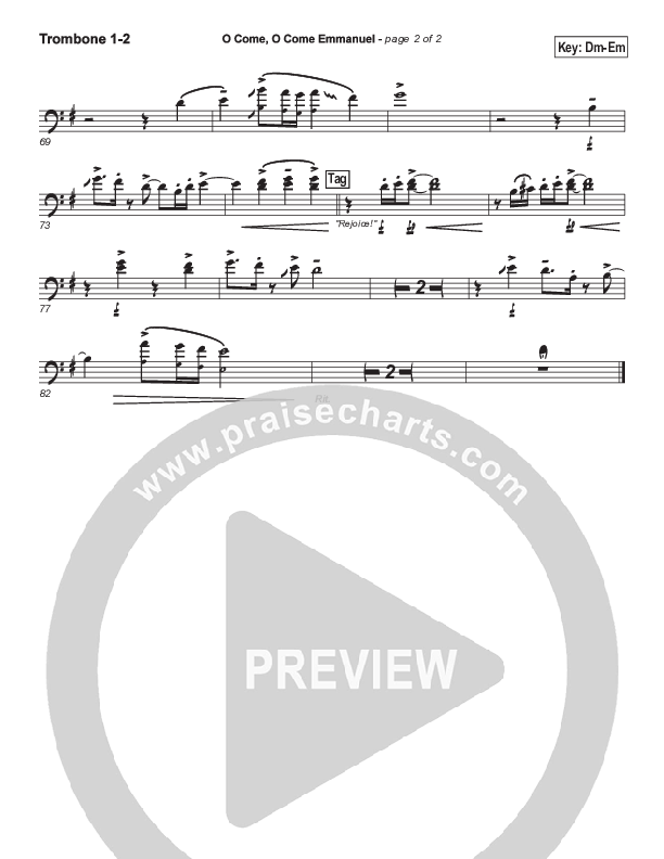 O Come O Come Emmanuel Trombone 1/2 (PraiseCharts Band / Arr. John Wasson)