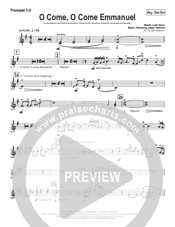 O Come O Come Emmanuel Brass Pack (PraiseCharts Band / Arr. John Wasson)