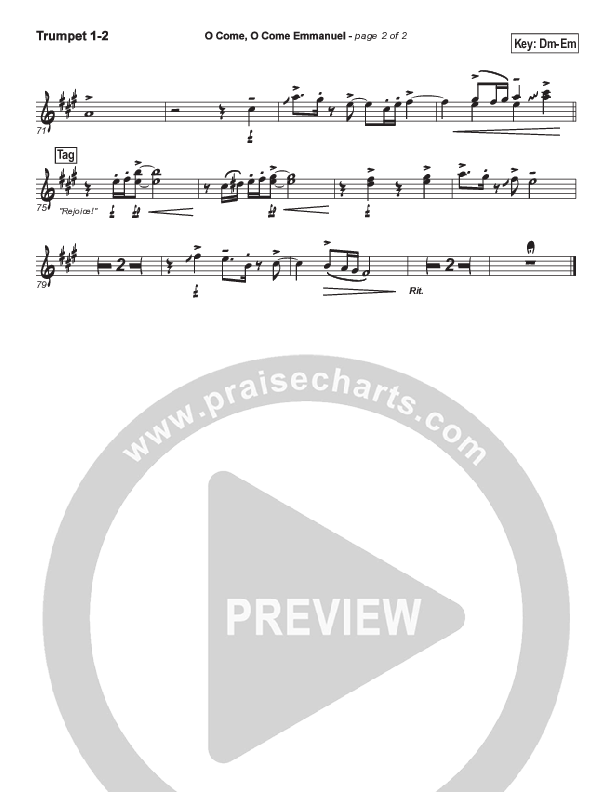 O Come O Come Emmanuel Trumpet 1,2 (PraiseCharts Band / Arr. John Wasson)
