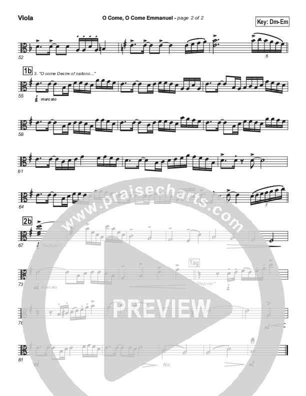 O Come O Come Emmanuel Viola (PraiseCharts Band / Arr. John Wasson)