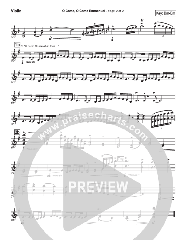 O Come O Come Emmanuel Violins (PraiseCharts Band / Arr. John Wasson)