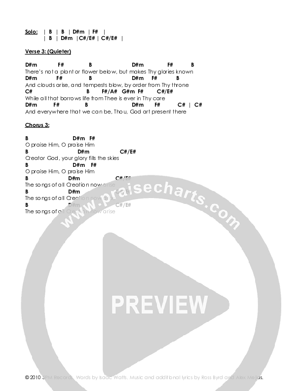I Sing The Mighty Power Of God Chord Chart (Alex Mejias)