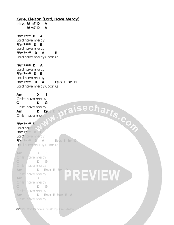 Kyrie Eleison (Lord Have Mercy) Chords PDF (Alex Mejias) PraiseCharts