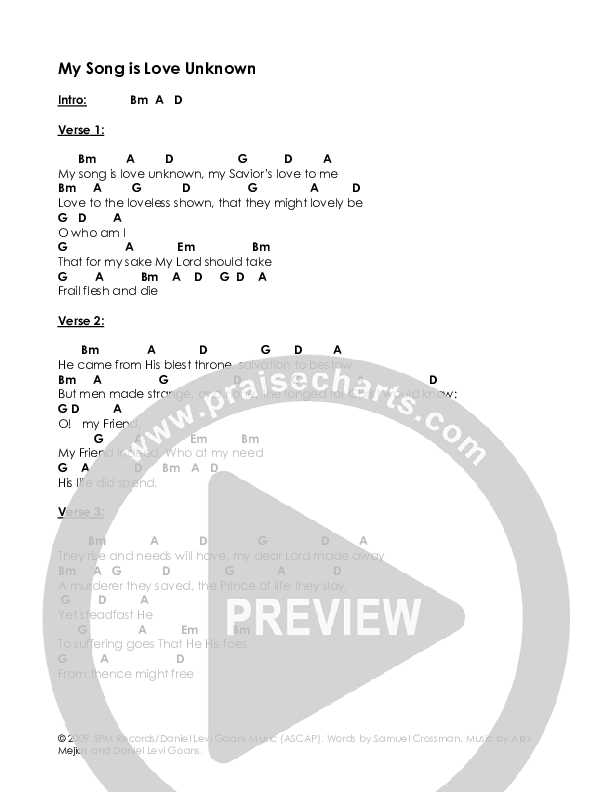 My Song Is Love Unknown Chord Chart (Alex Mejias)