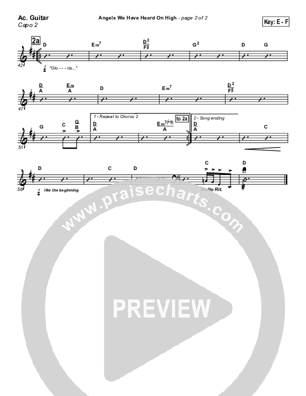 Angels We Have Heard On High Acoustic Guitar (PraiseCharts Band / Arr. Daniel Galbraith)