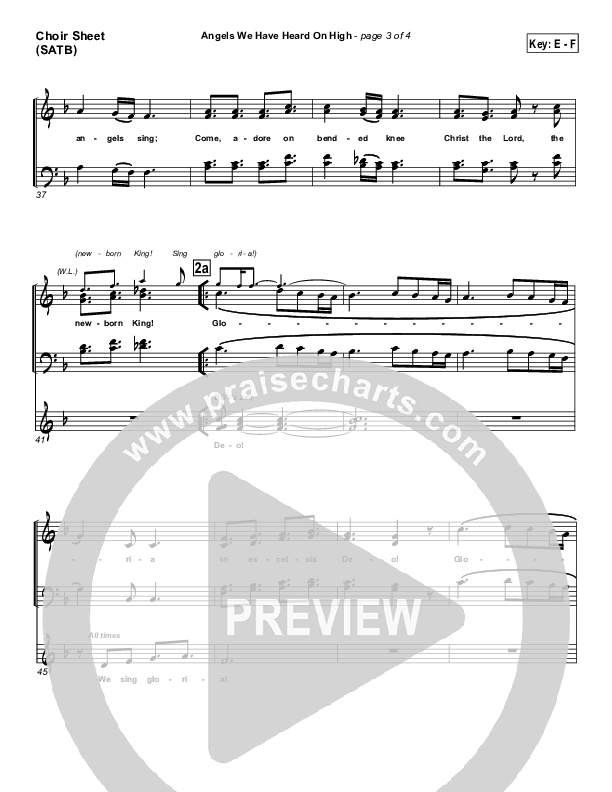 Angels We Have Heard On High Choir Sheet (SATB) (PraiseCharts Band / Arr. Daniel Galbraith)