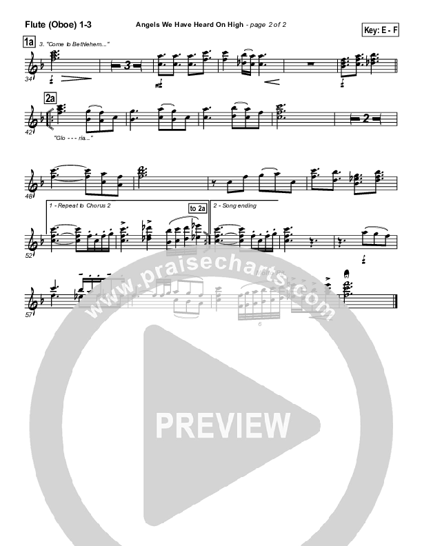 Angels We Have Heard On High Flute/Oboe 1/2/3 (PraiseCharts Band / Arr. Daniel Galbraith)